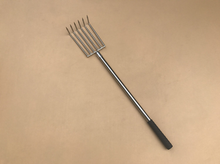 50cm加粗不锈钢单节不伸缩杆耙子 4齿5齿8齿6齿大号水草耙8mm螺口 a款