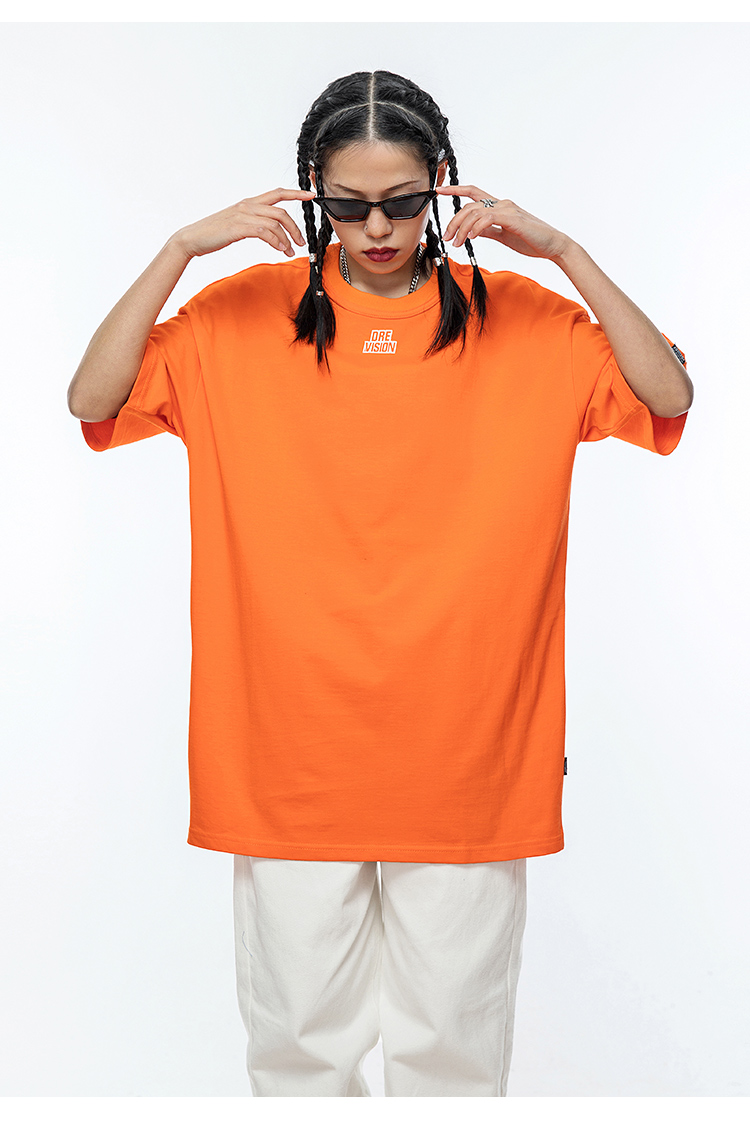 歌茵图lola 32支230g双纱基础圆领短袖t恤女夏季oversize情侣宽松上衣