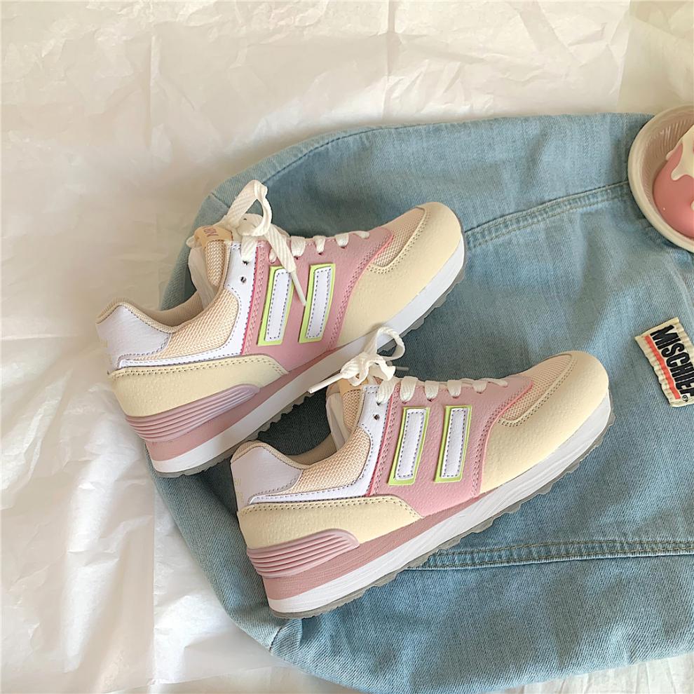 vnxifm 韩版运动鞋女ins潮百搭粉色少女心阿甘鞋学生跑步鞋显脚小老爹