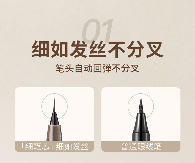 格蒙（GECOMO）极细眼线笔顺滑速干显色防水耐汗持妆久不易晕染眼线笔新手初学 01#黑色