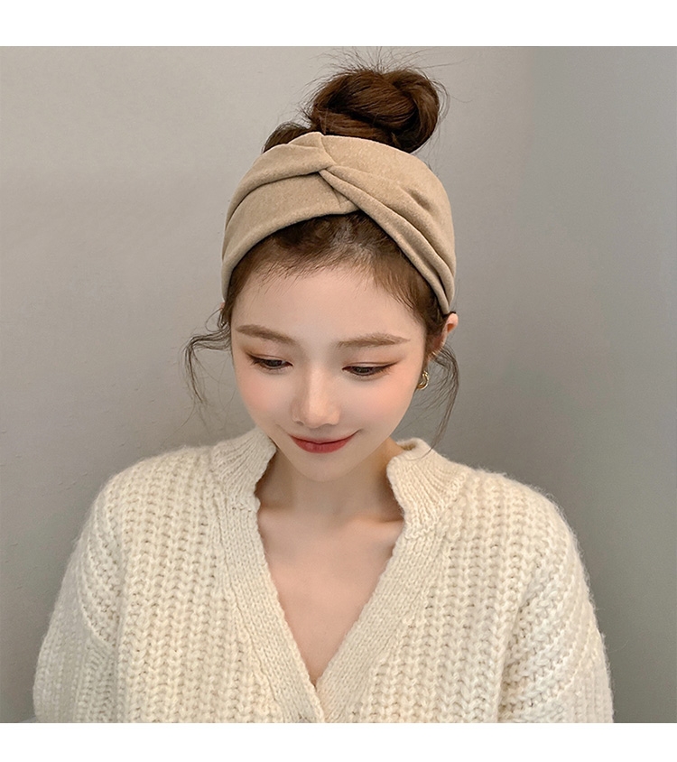 维能洗脸专用束发带女网红化妆发带日常外戴宽边时尚发箍头套灰色交叉