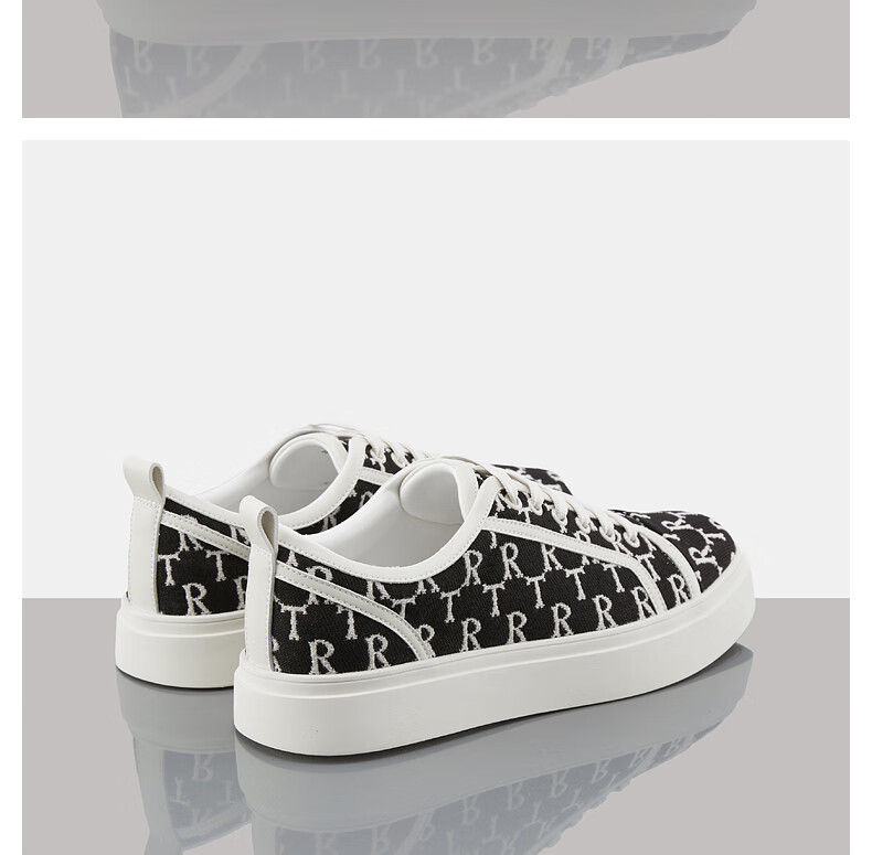 trendiano潮牌夏季男鞋时尚印花潮流鞋子运动鞋休闲鞋低帮鞋男士 杏色