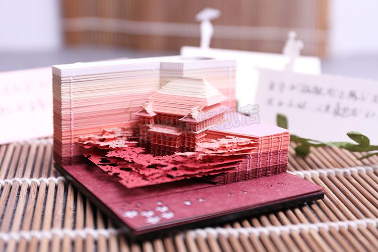 清水寺纸雕便签 3d立体便签纸便利贴日本清水寺创意纸雕筑艺术品建筑