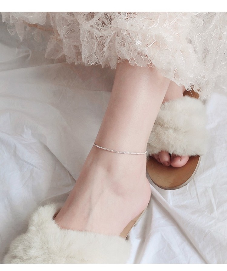 简约个性设计感小众设计韩版女款时尚百搭生日礼物 满天星白金脚链