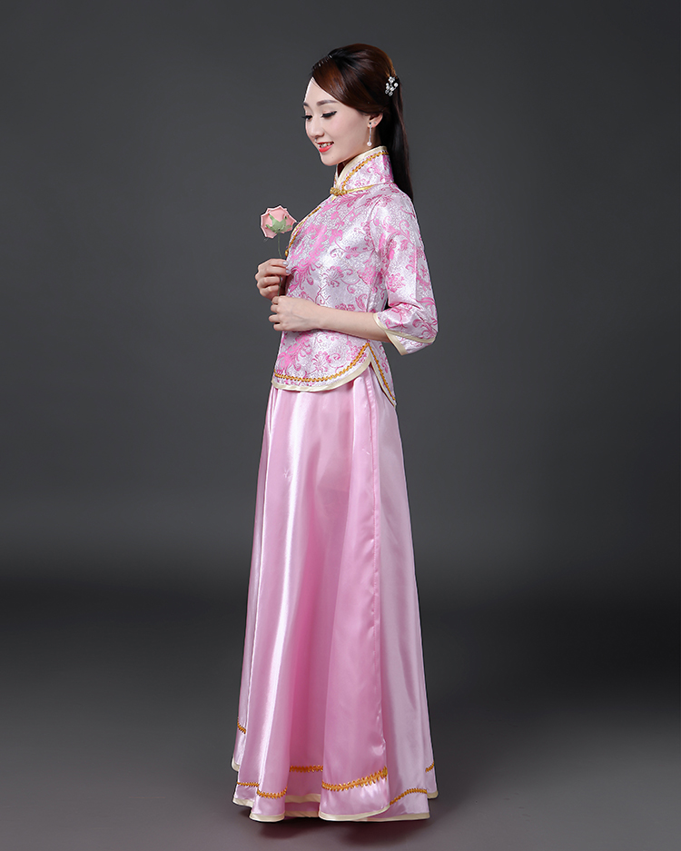 拉夏贝尔 高端轻奢民国服装女小凤仙套装古筝舞蹈演出服长裙中式古装