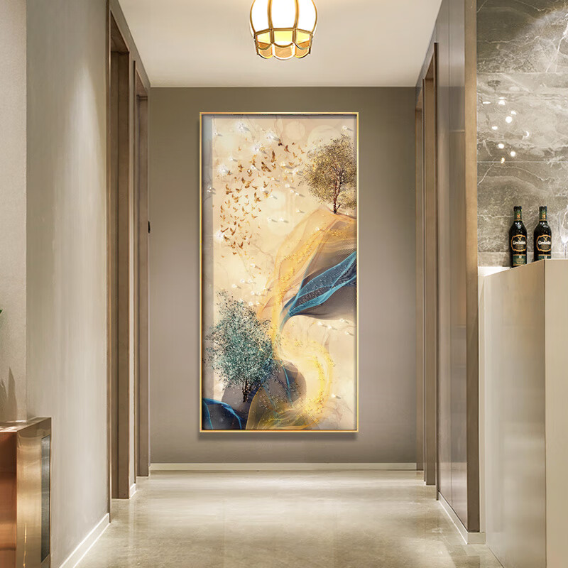 玄关装饰画客厅背景挂画走廊过道竖尽头壁画抽象 hk-428-a-开门见山