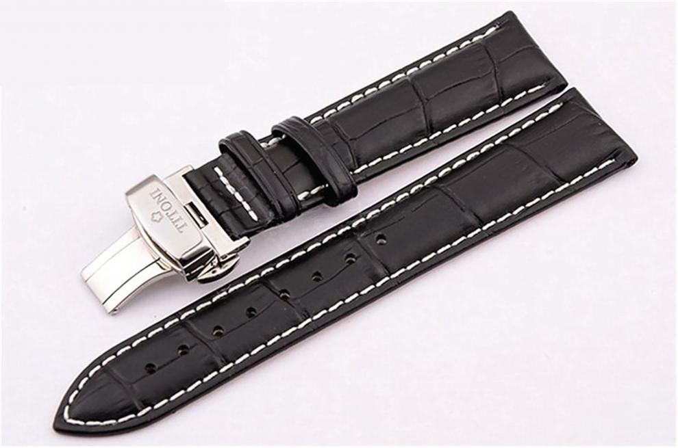 梅花手表表带原装梅花表带真皮原装牛皮手表带titoni空霸宇宙大师系列