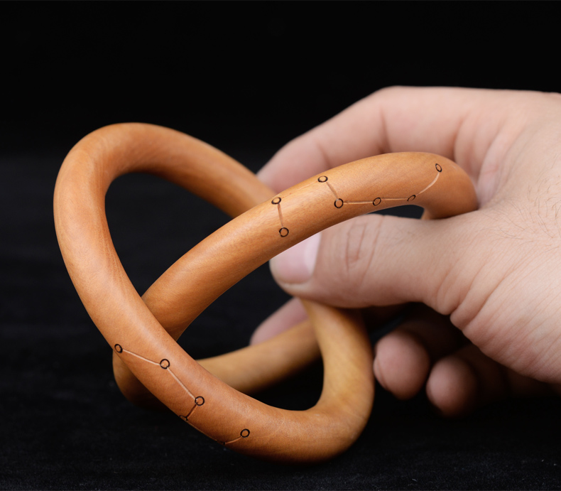 兴润阁 桃木乾坤圈手镯阴阳环手把件枣木七星道家法器道教用品 枣木款