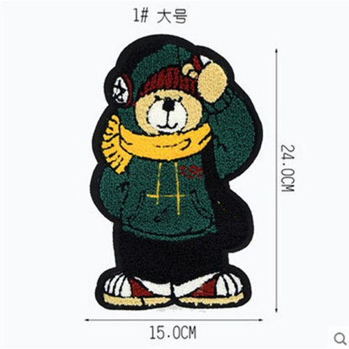 蝴蝶棕色小熊衣服装饰贴布贴花毛线刺绣毛巾绣卡通动物熊熊需手缝红帽