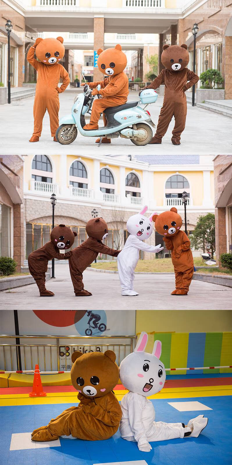 人偶服装 网红熊人偶服装透气布朗熊卡通玩偶发传单套装运动会玩偶