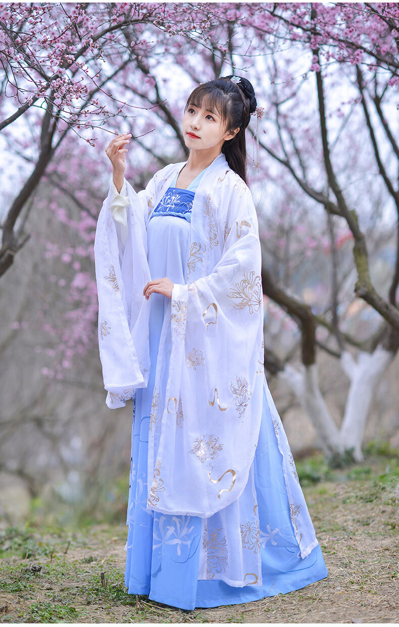如梦霓裳汉服女齐胸襦裙印花6米摆绣花曼殊 彼岸花烫金大袖衫春季现货