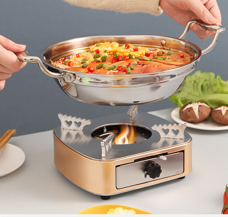 莺雀(yingque) 户外便携不锈钢迷你抽屉式酒精炉酒店餐厅商用家用干锅