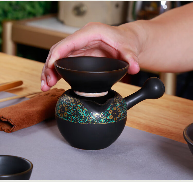 汉陶张生台湾老段烧功夫茶具套装黑陶茶壶家用茶杯简茶器整套暗香满9