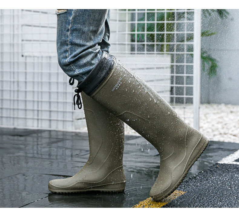 雨鞋男士高筒水田插秧水鞋户外耐磨防滑轻便防水工作长筒雨靴钓鱼黑色