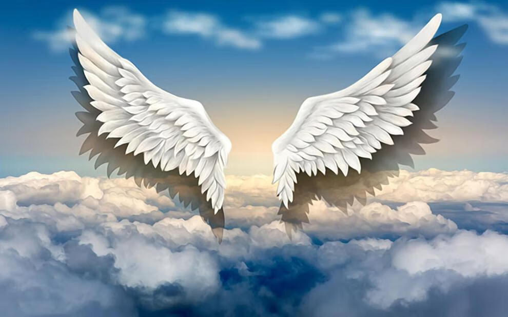 多美莱梦幻星空天使翅膀卧室背景壁纸儿童房床头酒吧餐厅网咖装饰墙布