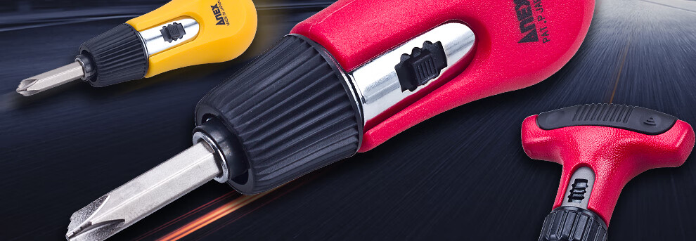 日本进口(anex)安力士牌 t型棘轮两用螺丝刀 棘爪批头 一字起子 十字