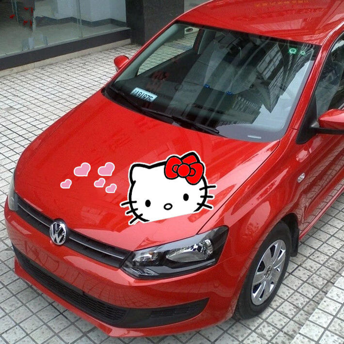 kt猫hello kitty机盖车贴纸卡通可爱拉花车头盖车身装饰汽车贴纸 【三