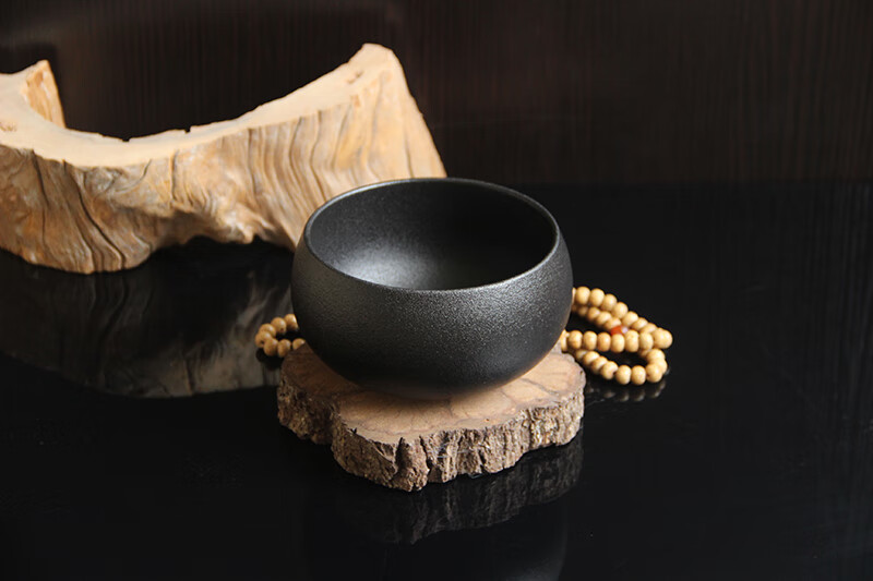 和尚碗纯黑碗钵尘僧居士饭碗复古佛文化黄色钵盂楠木勺陶瓷青瓷碗