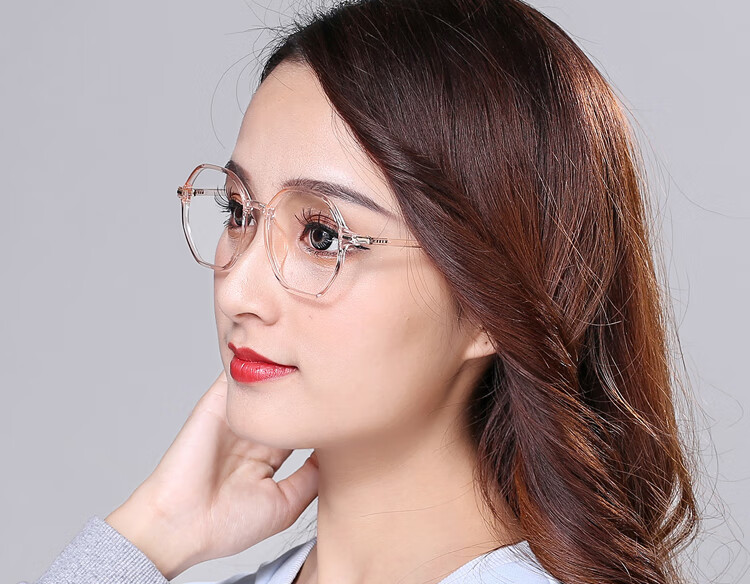 时尚超轻近视眼镜 多边形眼镜框网红时尚六边形眼镜架配平光 经典黑