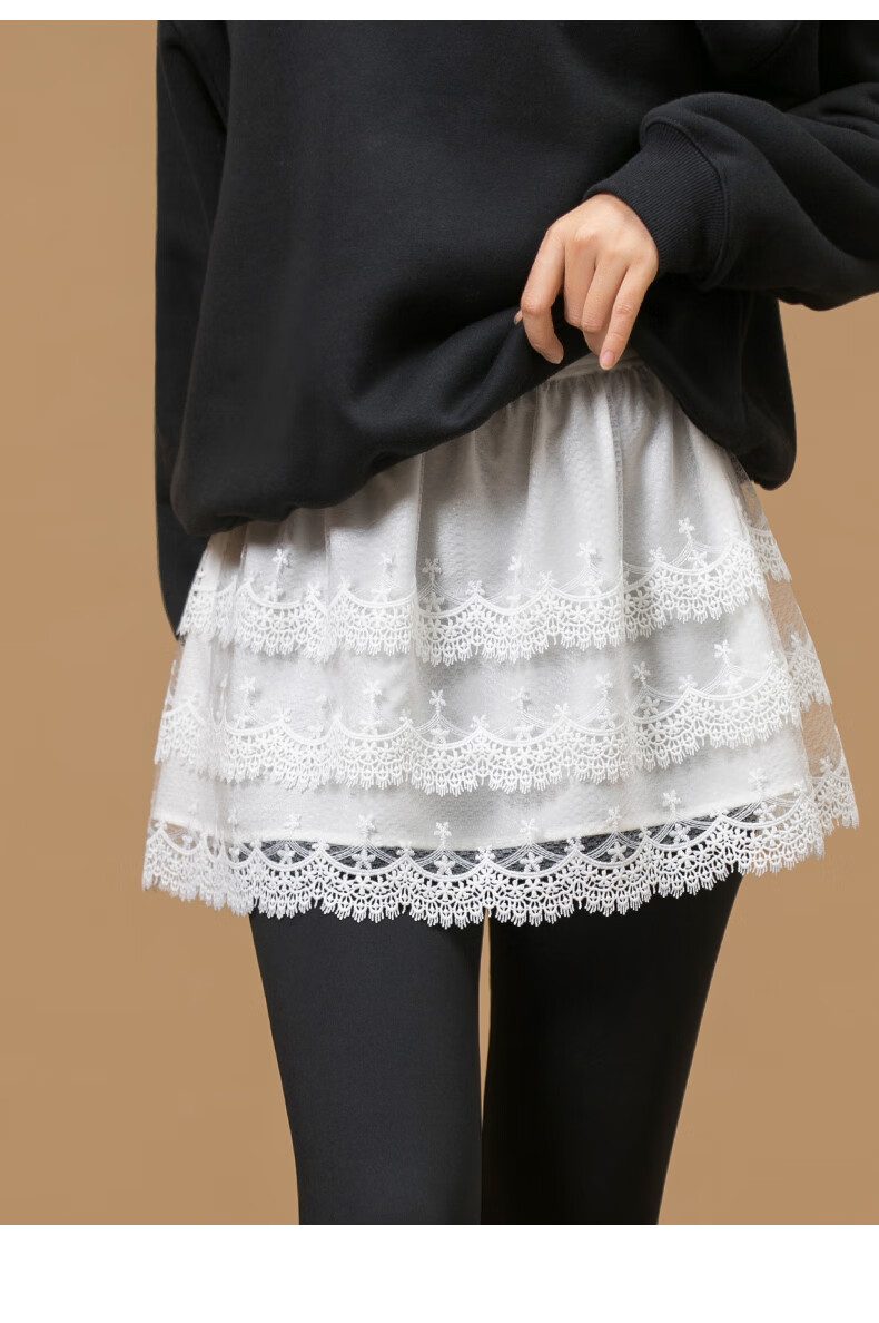 路施南屁帘裙女士假下摆秋冬季小屁帘叠穿神器内搭蕾丝遮屁股半身裙