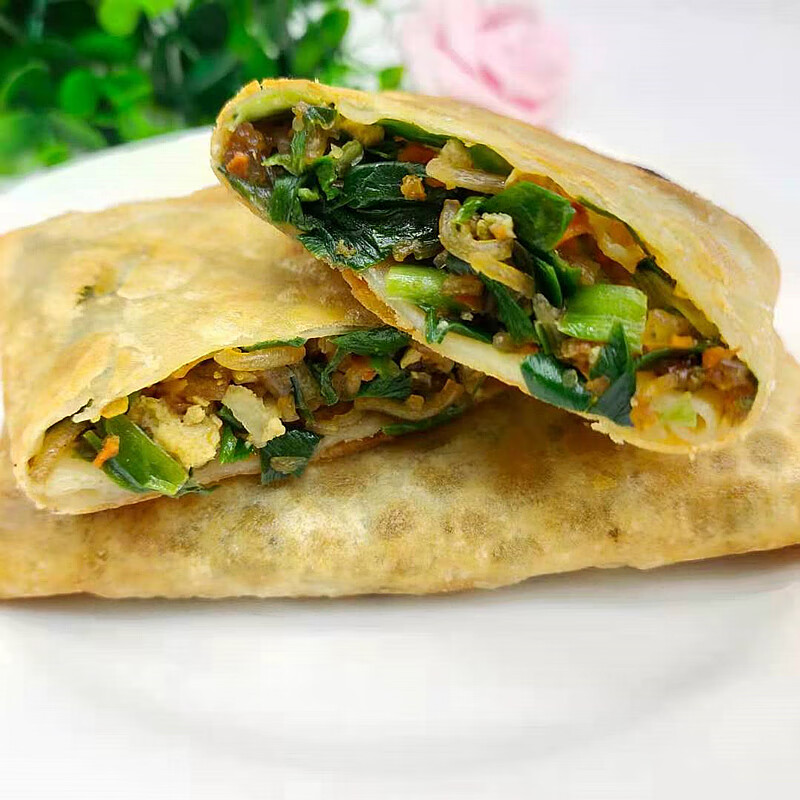 韭菜盒子素馅菜角韭菜鸡蛋粉丝饼早餐煎饼速冻半成品粥铺商用面点130g