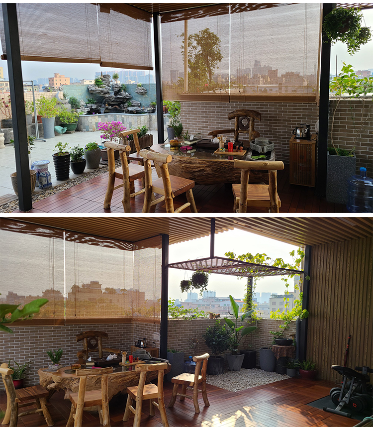 凉亭防晒室外竹帘卷帘室外上漆竹帘卷帘窗帘家用阳台遮阳帘户外凉亭