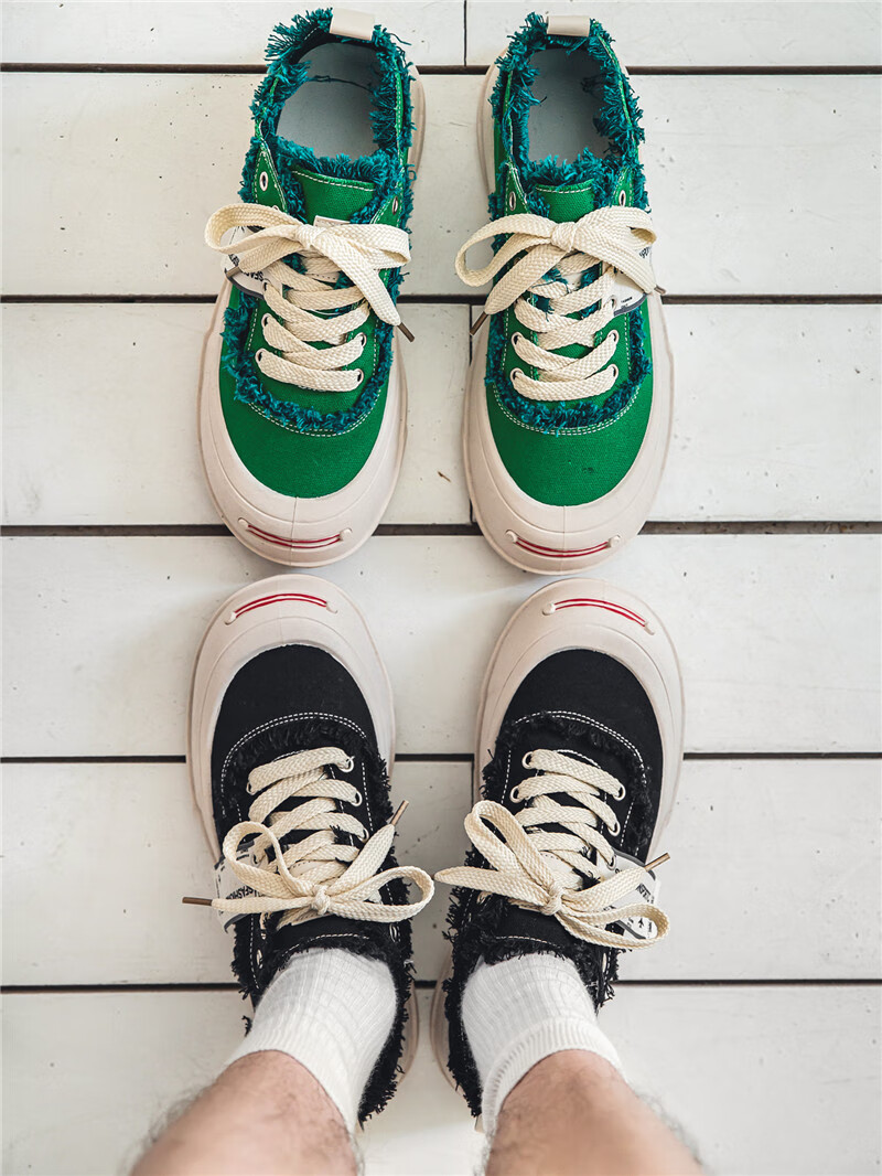 布鲁森 鞋子男2022夏秋季鞋新款男鞋青年学生ins潮牌厚底小白鞋sr开口