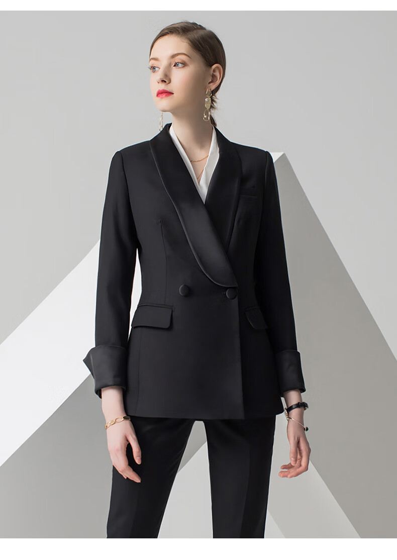 法曼努春季时尚西装套装女黑色西服气质女总裁通勤商务职业装工装西装