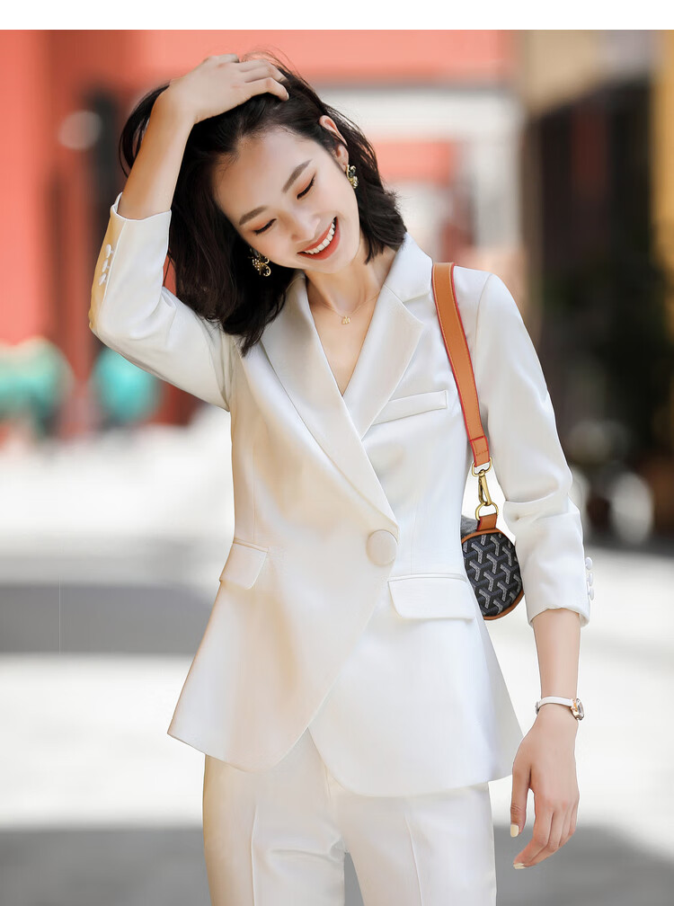 秦菲 职业装女套装2020年新款时尚名媛气质优雅高端醋酸缎面西服秋季