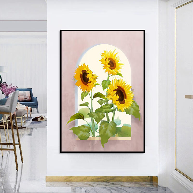 向日葵玄关过道装饰画现代简约入户墙面墙画客厅花卉餐厅丰收壁画 k款