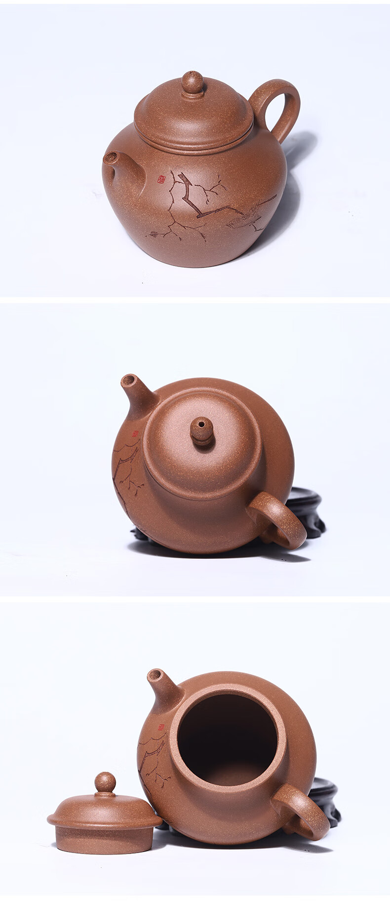 万壶园 紫砂壶纯全手工茶具泡茶壶宜兴国工许冠新作品原矿老段泥刻绘