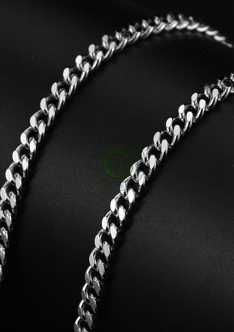 玉坊925网红项链男士古巴链子潮牌嘻哈男生素链蛇锁骨链挂饰长约55cm