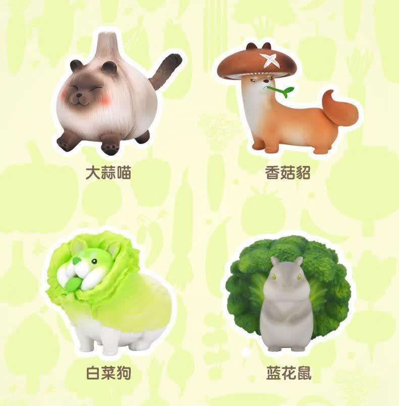 菜狗蔬菜精灵系列卡通周边创意盲盒全套白国产莲藕狐小号大号粉色公仔