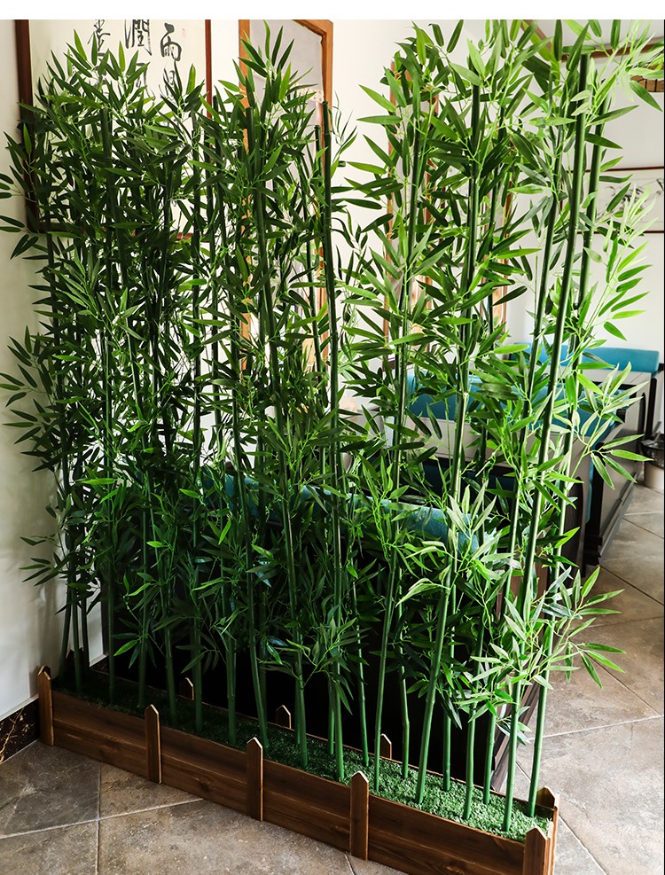 可狄 仿真竹子室内装饰屏风隔断酒店商场造景室外绿植物背景墙塑料假