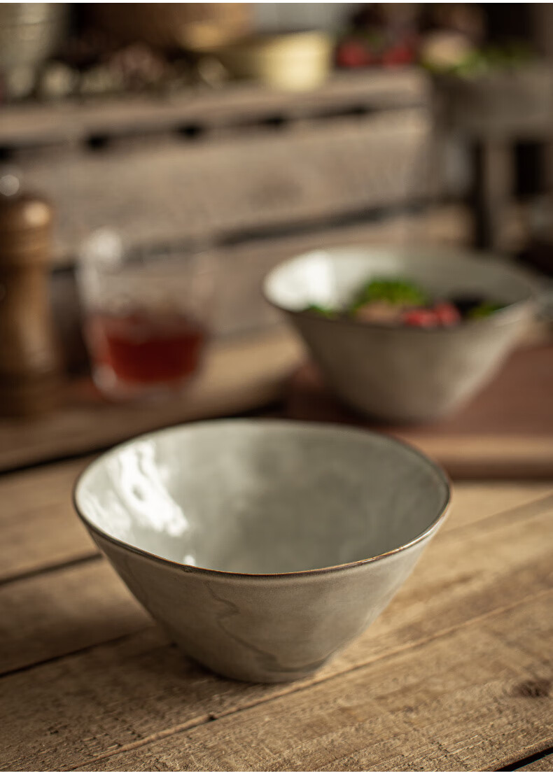 复古窑变干饭碗55寸好看的米饭碗水果沙拉碗小汤面碗微瑕疵白色窑变55