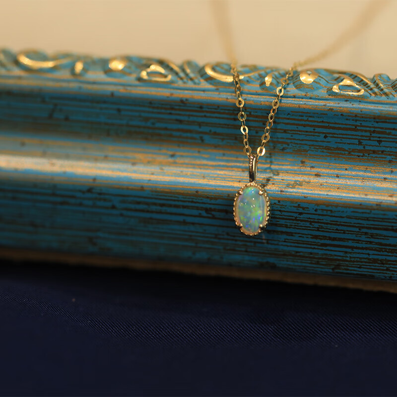 欧泊吊坠agete项链女澳洲闪电岭宝石锁骨链澳宝opal吊坠闪o链
