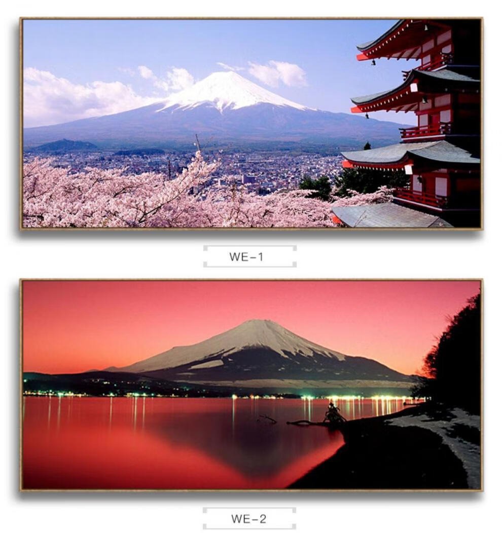 日式画风格富士山装饰画和风浮世绘日料餐厅挂画日本樱花风景壁画 a