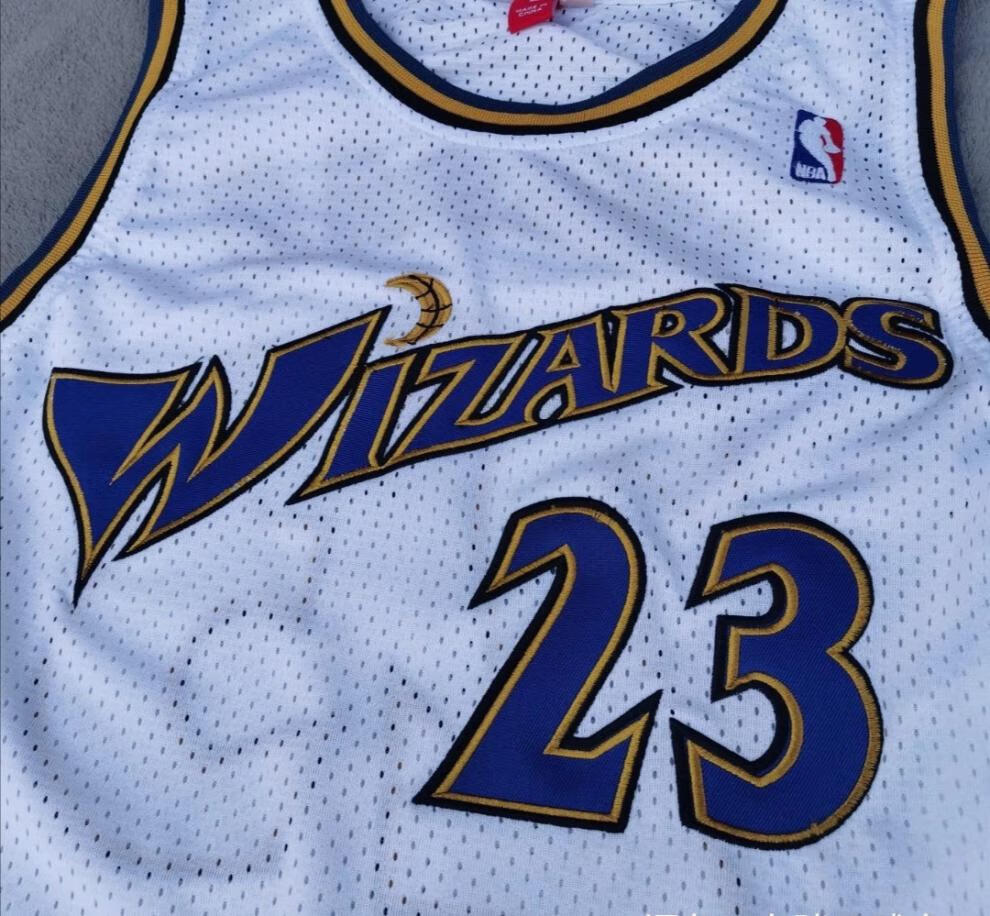 滕讯体育nba旗舰 nba奇才23号复古球衣 洞布速干双层密绣 白色 s