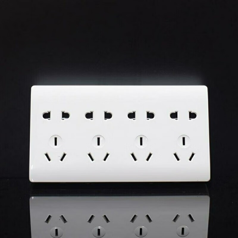 明装二十孔10a开关插座20孔插座多孔墙壁插座面板明装插座插线板 雅白