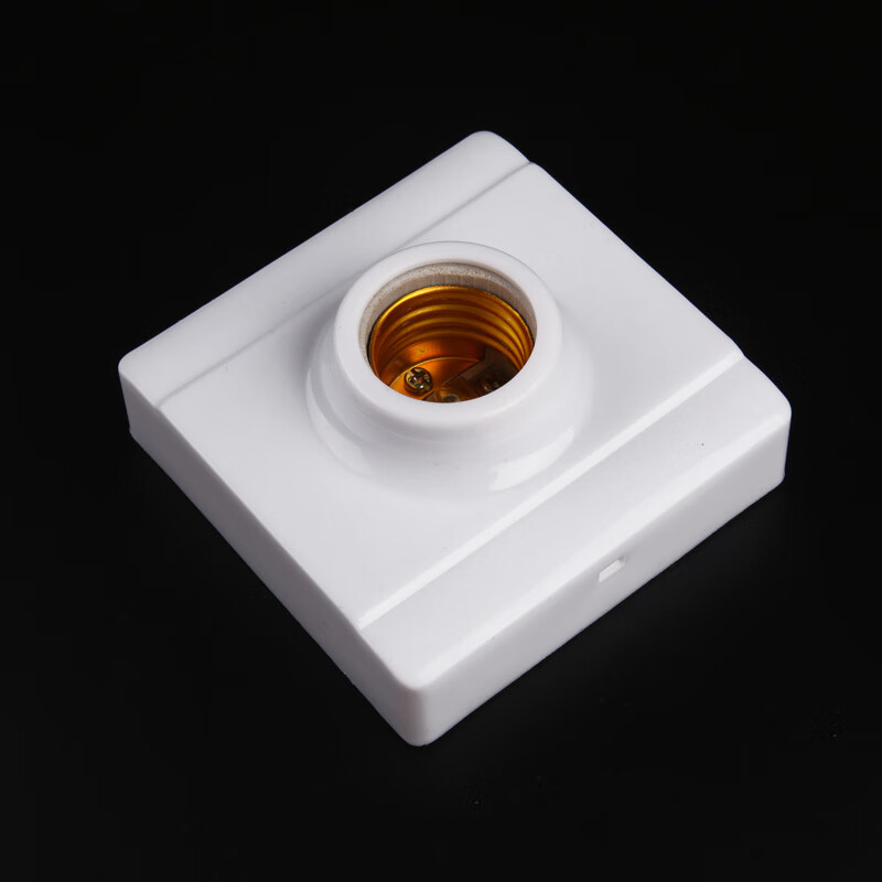 86型明装陶瓷灯座铜灯头节能灯电灯泡底座led螺口e27螺旋3个86明装