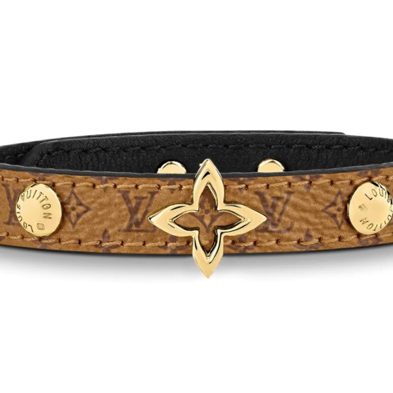 louisvuitton路易威登女士手镯monogram花卉铭纹饰钉时尚手环m6597e