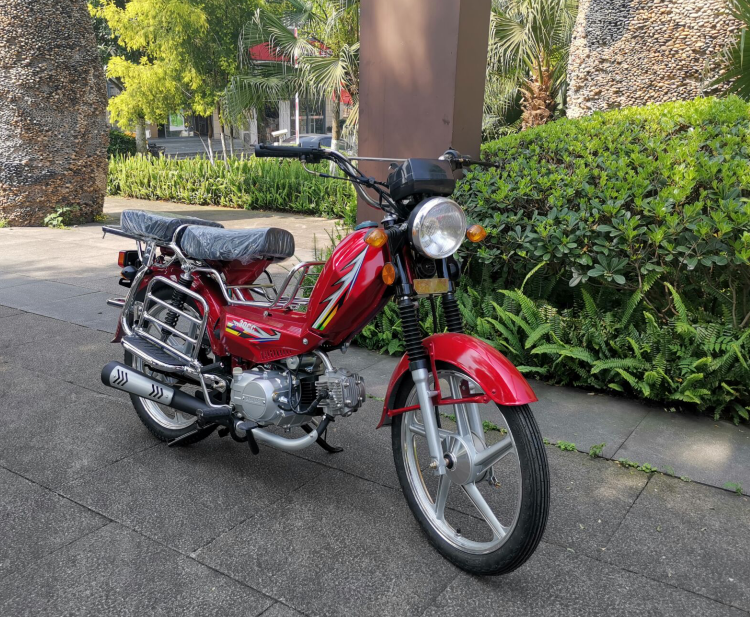 助力燃油轻便弯梁车拉货摩托发动机男女式代步车 黑色【110cc出口