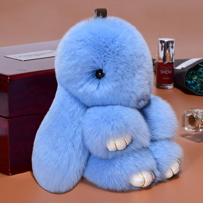 天蓝色13cm 真兔毛小兔子【图片 价格 品牌 报价】-京东