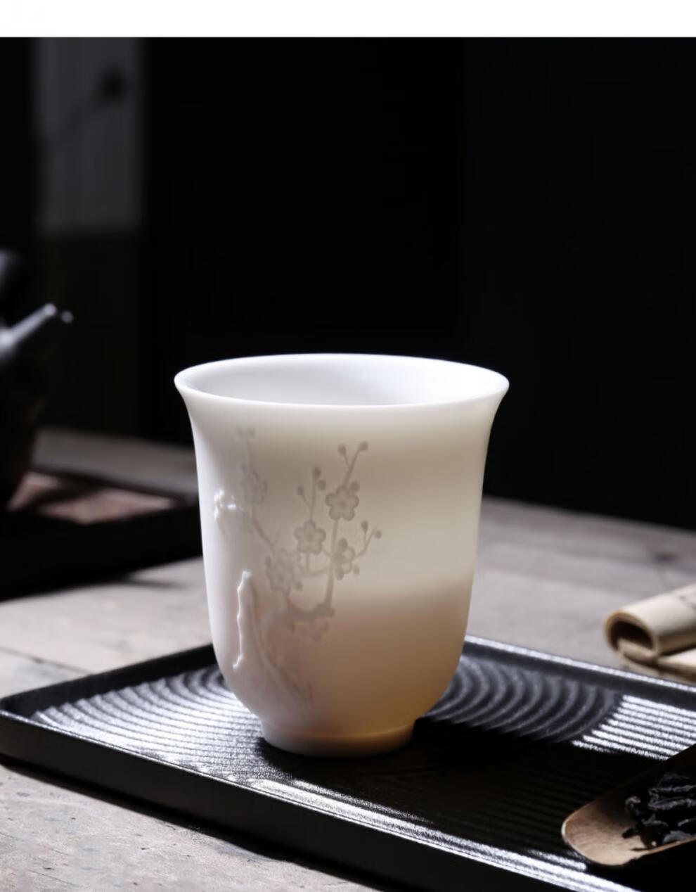 白酒盅三两杯白瓷白酒杯茶杯三两150ml复古家用套装酒盅陶瓷酒具喝酒