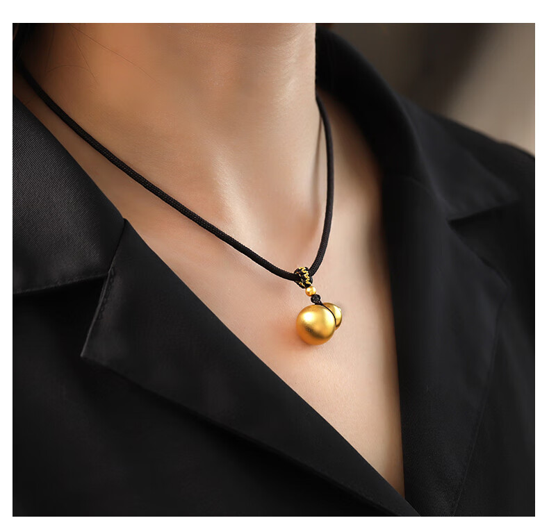 葫芦吊坠999足金福禄项链男女款3d硬金足金编绳挂坠 小葫芦 转运珠约2