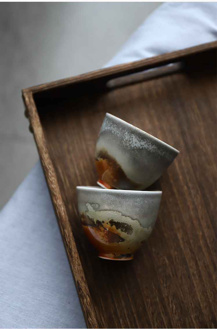 墨珵景德镇手工柴烧仿古窑变茶杯普洱茶杯功夫茶主人杯开片可养茶具柴