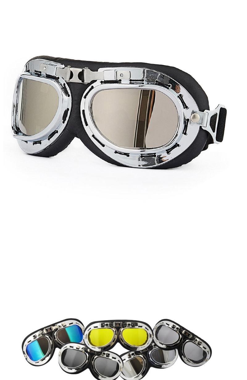 摩托车护目镜防风沙防飞溅电动车哈雷风镜防风镜夜视骑行眼镜男女 银