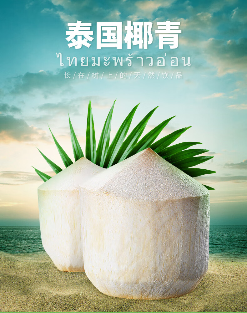泰国椰青新鲜椰子香水椰青椰子汁耶子进口水果 4个装