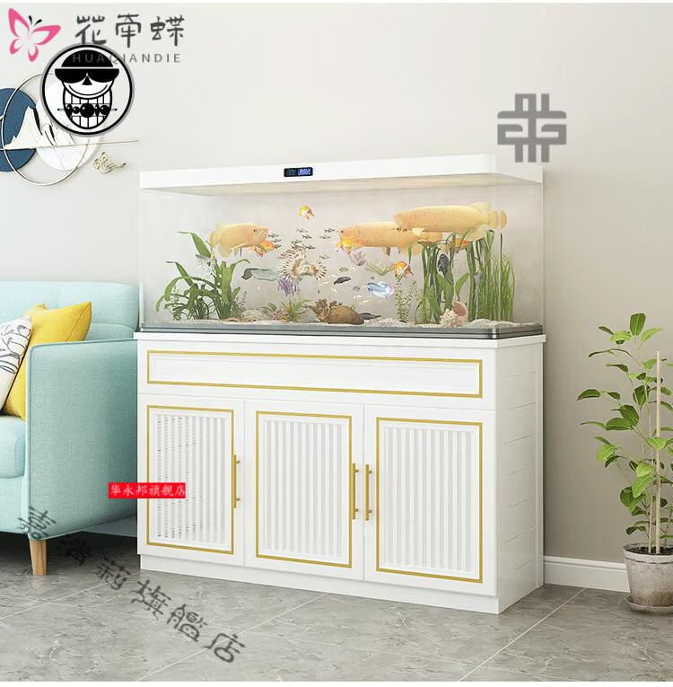 喜慕德 铝合金色鱼缸柜底柜轻奢欧式客厅架子海水缸水草大型水族箱