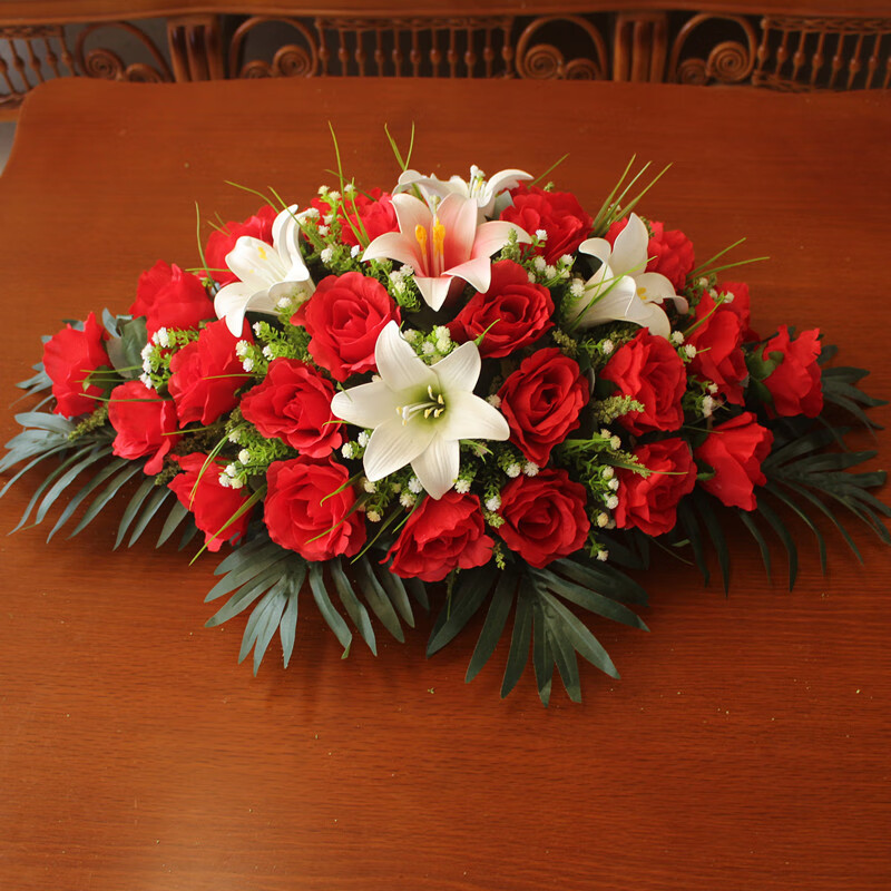 仿真台花长形会议桌花迎宾台接待台前台茶几摆放装饰花艺塑料假花t 70